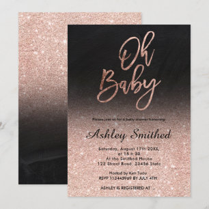 Invitation parties scintillant or rose ombre tableau noir Oh