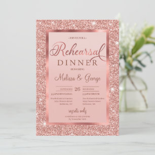 Invitation Parties scintillant or rose tendance et foil répét