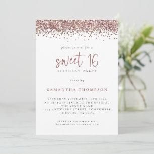 Invitation Parties scintillant or Rose tendance Sweet 16 fête