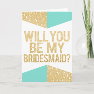 Invitation Parties scintillant Or & Turquoise Serez-Vous Ma F