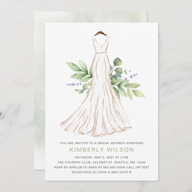 Invitation Parties scintillant or verdure Mariage Fête des ma (Devant / Derrière)