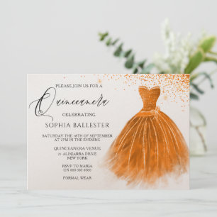 Invitation Parties scintillant Orange Pêche Robe Robe Quincea