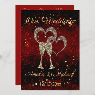 Invitation Parties scintillant paillettes coupe champagne coe