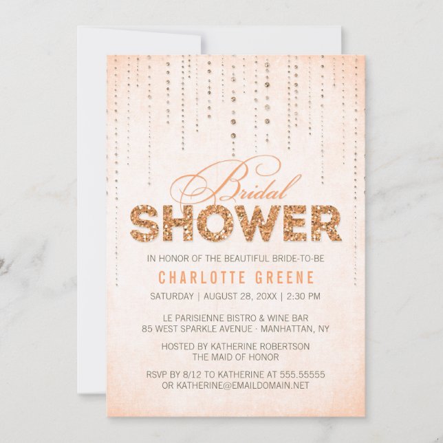 Invitation Parties scintillant Peach Look Bridal Show Invitat (Devant)