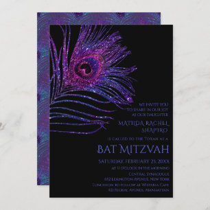 Invitation Parties scintillant Peacock Plume violet Bat mitzv