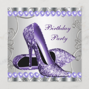 Invitation Parties scintillant Pearls Purple High Heels Chaus