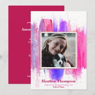 Invitation Parties scintillant peinte rose et violet étincell