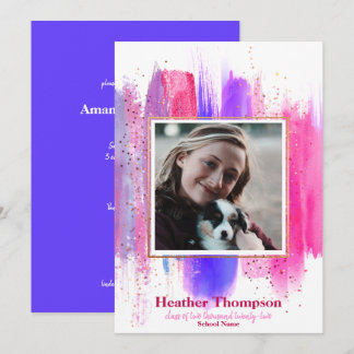 Invitation Parties scintillant peinte rose et violet étincell