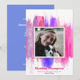 Invitation Parties scintillant peinte rose et violet étincell