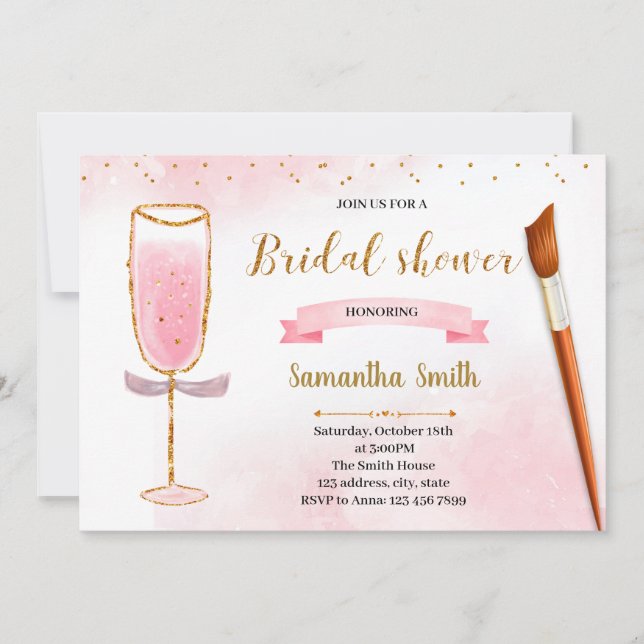 Invitation Parties scintillant peinture et sip douche invitat (Devant)