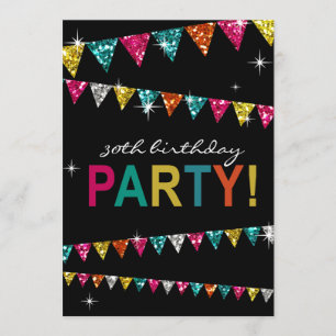 Invitation Parties scintillant Pennant Flags 30e anniversaire