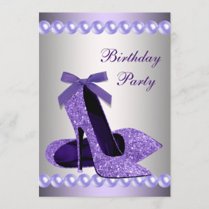 Invitation Parties scintillant Perles violet talons hauts Cha