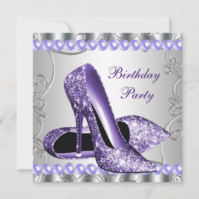 Invitation Parties scintillant Perles violet talons hauts Cha (Devant)