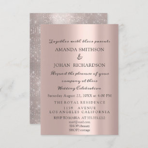 Invitation Parties scintillant pétillante Rose or mariage élé