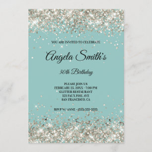 Invitation Parties scintillant Platine brillante Monogramme T