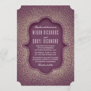 Invitation Parties scintillant Plum et Or Mariage Vintage
