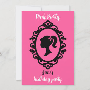 Invitation Parties scintillant Poupée Anniversaire rose Glam 