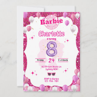 Invitation Parties scintillant Poupée Inspiré Anniversaire In