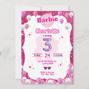 Invitation Parties scintillant Poupée Inspiré Anniversaire In
