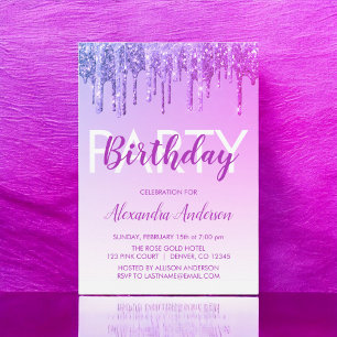 Invitation Parties scintillant pourpre Étincelle N'importe qu