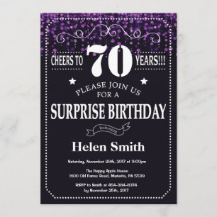 Invitation Parties scintillant pourpre Surprise 70e anniversa