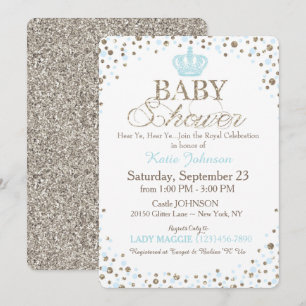 Invitation Parties scintillant Prince Argent Baby shower d'ar
