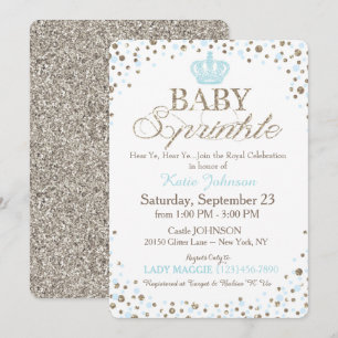 Invitation Parties scintillant Prince Argent Baby shower d'ar
