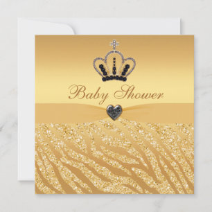 Invitation Parties scintillant Princess Crown & Zebra Baby sh