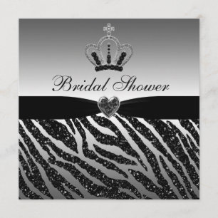 Invitation Parties scintillant Princess Crown & Zebra Fête de