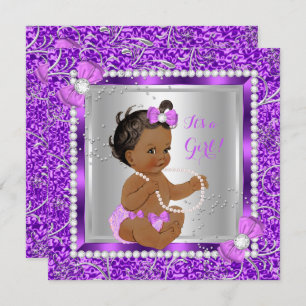 Invitation Parties scintillant Purple Argent Baby shower fill