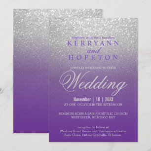Invitation Parties scintillant Purple et SIlver