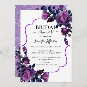 Invitation Parties scintillant Purple Floral Bridal Showweuse