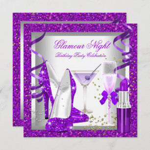 Invitation Parties scintillant Purple Glamor Boissons de nuit