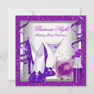 Invitation Parties scintillant Purple Glamor Night Martini Pa