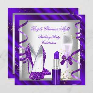 Invitation Parties scintillant Purple Glamor Soirée Champagne
