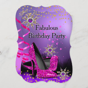 Invitation Parties scintillant Purple Pink Talon Anniversaire