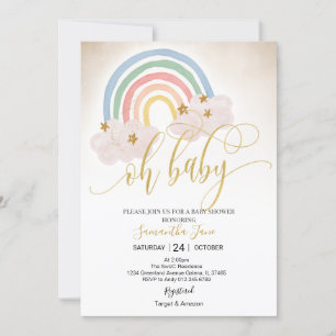 Invitation Parties scintillant Rainbow Gold Baby Sprinkle Oh