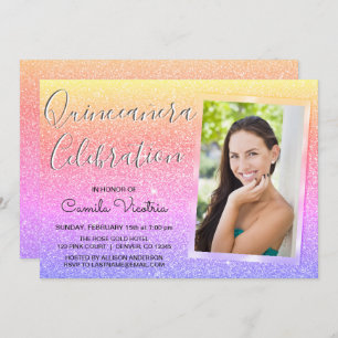 Invitation Parties scintillant Rainbow Sparkle Quinceañera