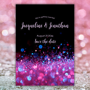 Invitation Parties scintillant Retro Neon Rose Personnalisée