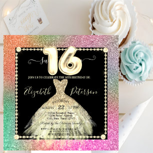 Invitation Parties scintillant Robe Or Chic Douce colorée 16