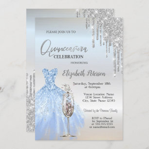 Invitation Parties scintillant, Robe, Verre de Champagne Quin