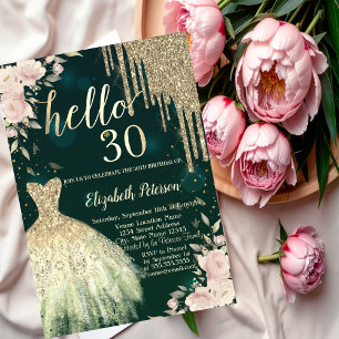 Invitation Parties scintillant, Robe, Vert floral 30e anniver