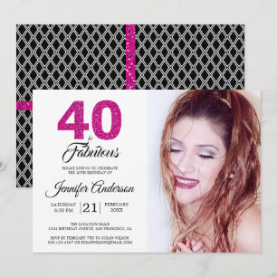 Invitation Parties scintillant rose 40 et fabuleux 40e annive