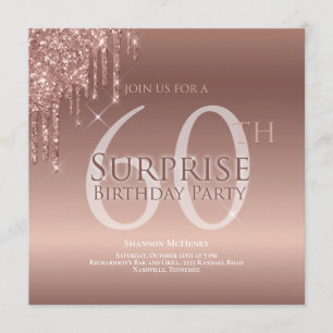 Invitation Parties scintillant rose 60e Anniversaire surprise