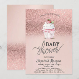Invitation Parties scintillant Rose Baby shower d'or de frais