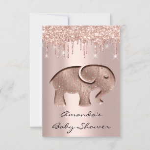 Invitation Parties scintillant  Rose Baby shower Elephant Nou