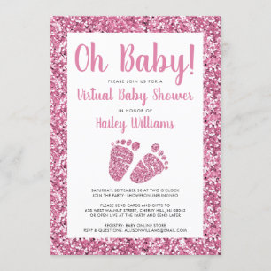 Invitation Parties scintillant rose Baby shower virtuel