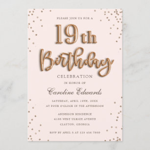 Invitation Parties scintillant Rose Ballons à huile 19e anniv