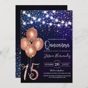 Invitation Parties scintillant rose Balloons Confetti Lumière