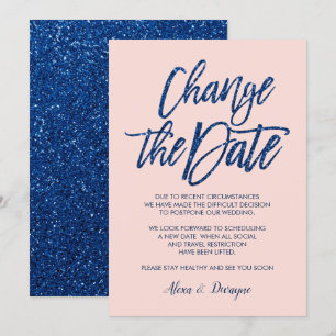 Invitation Parties scintillant rose bleu annulée Mariage repo